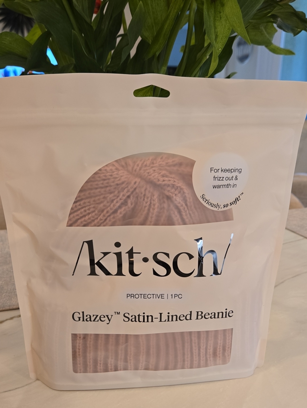 Kitsch Glazey Satin-Lined Beanie - Light Pink Protects Hair Inside & Outdoors